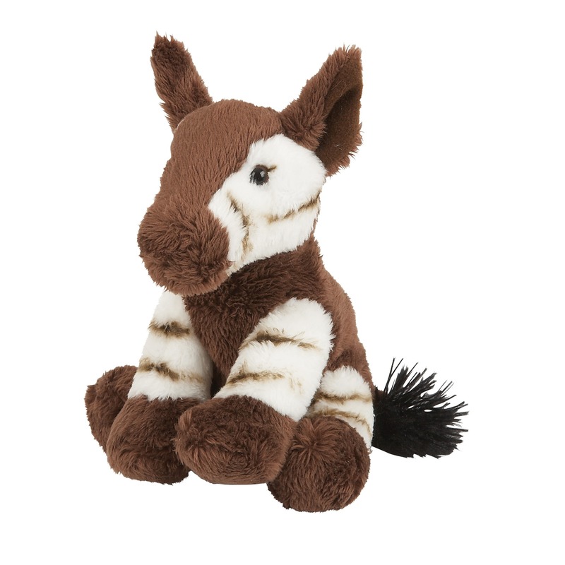 Ravensden Pluche knuffel - okapi - bruin - 16 cm - Savanne thema knuffel -