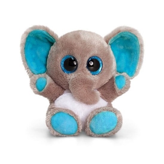 Keel Toys pluche olifant knuffel grijs/blauw 15 cm -