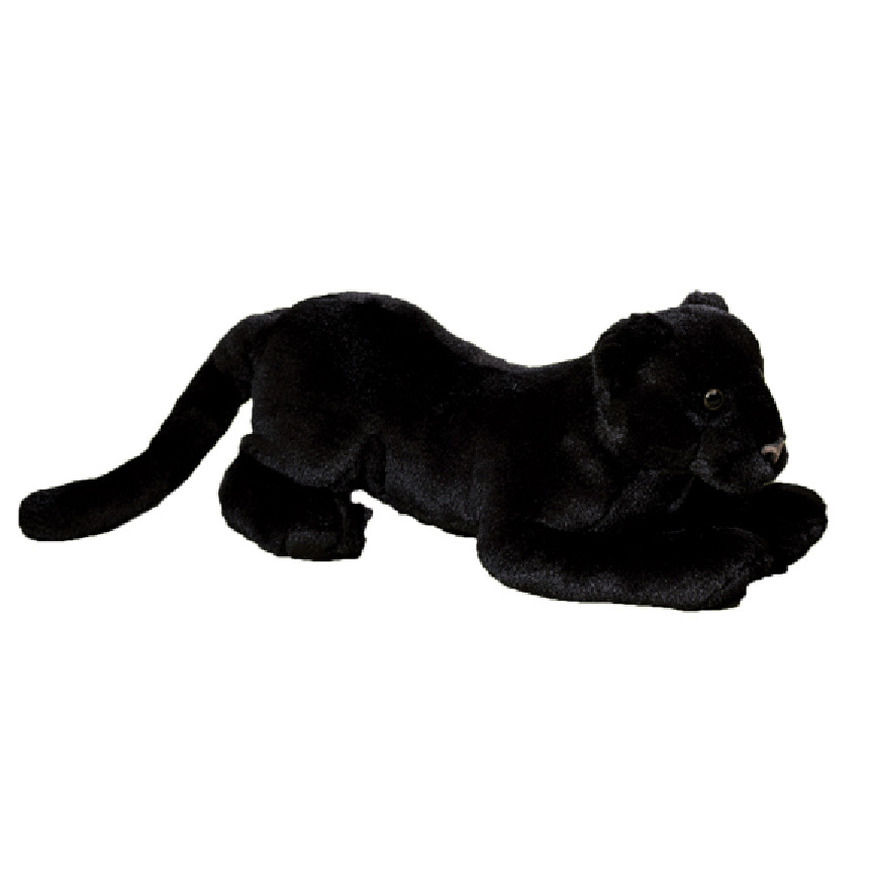 Pluche panter knuffel - zwart - liggend - 25 cm - knuffels -
