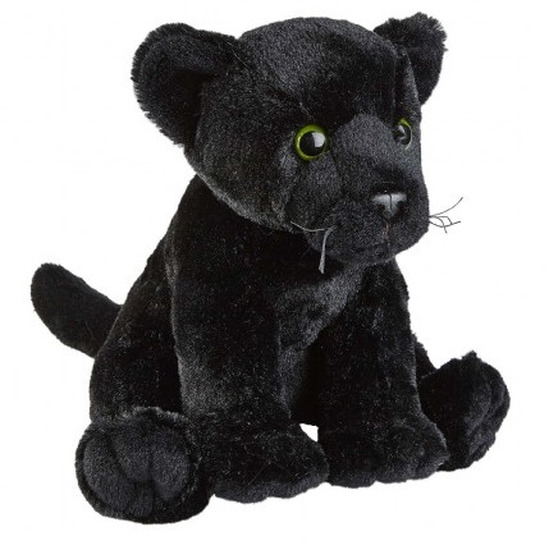 Pluche zwarte panter knuffel - 30 cm - Wilde dieren knuffels - Speelgoed voor kinderen -
