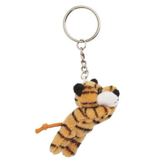 Nature planet Tijger knuffel sleutelhanger - 6 cm - pluche kleine dieren -