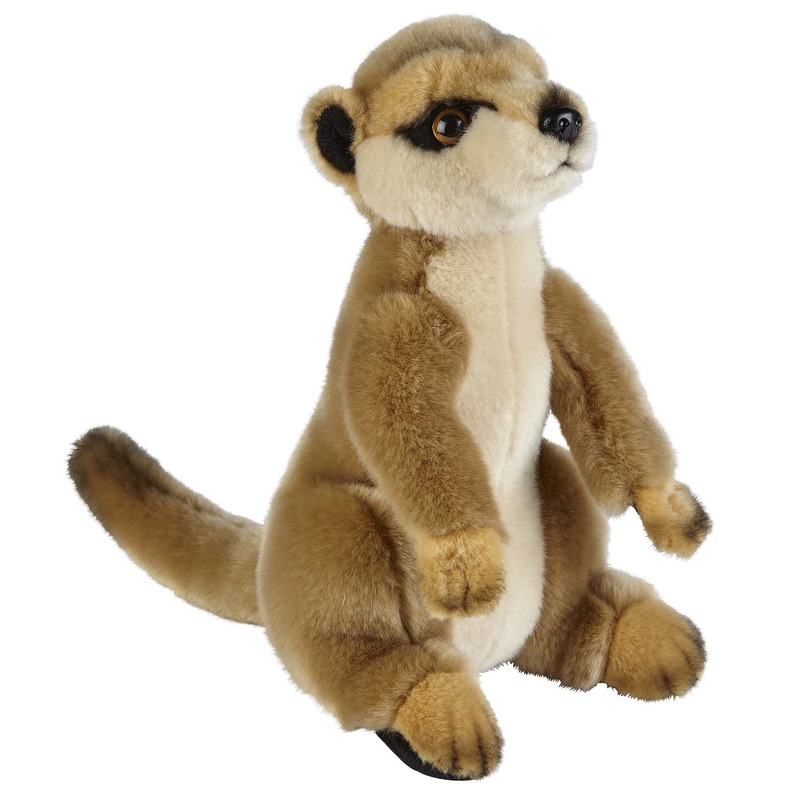 Pluche bruine stokstaartje knuffel 28 cm speelgoed -