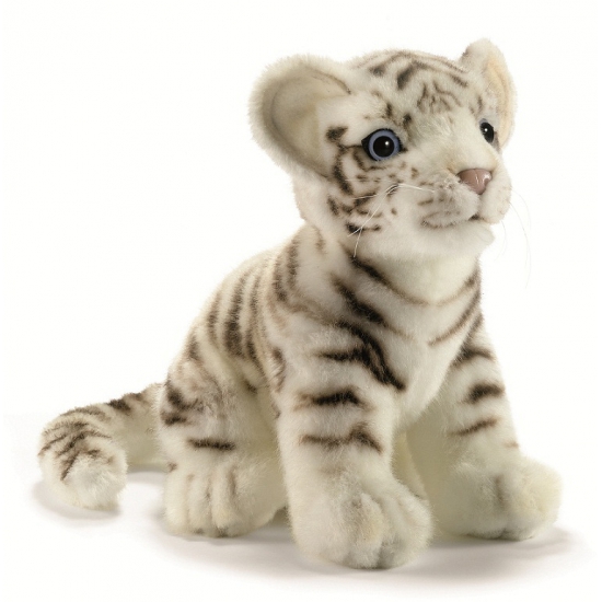 Hansa witte tijger knuffel - pup - 18 cm - pluche - zittend - knuffeldier - dierenknuffel -