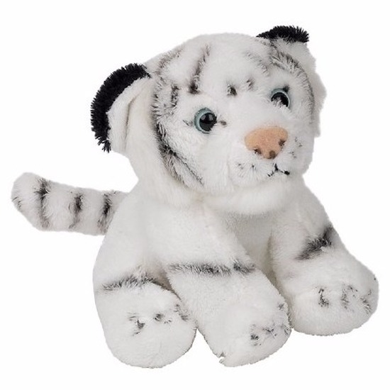 Pluche tijger knuffel - wit - 15 cm - Tijgers - wilde dieren knuffels -