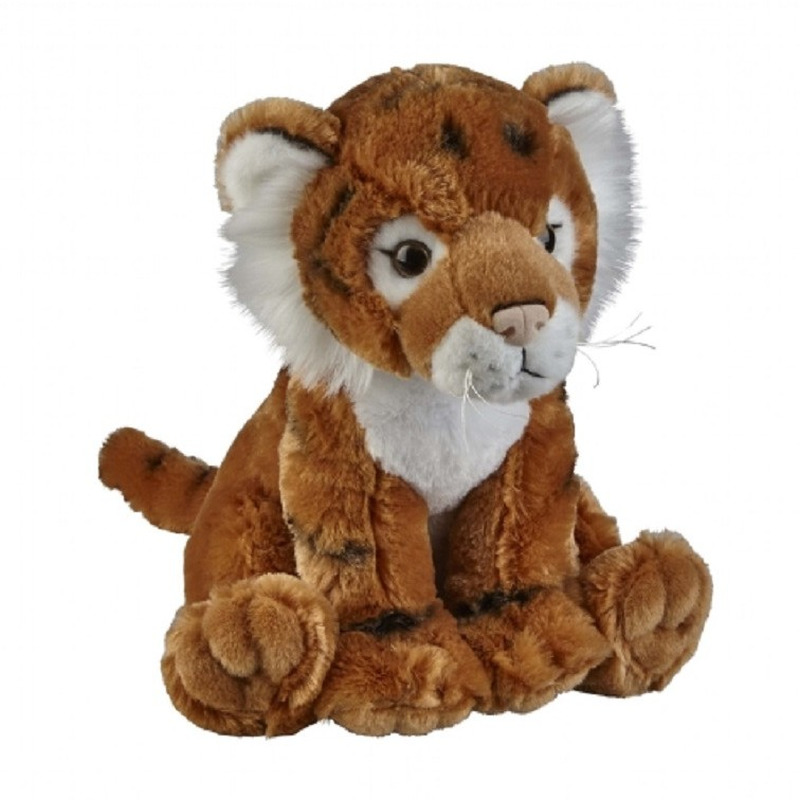 Pluche bruine tijger knuffel - 30 cm - Tijgers - wilde dieren knuffels -