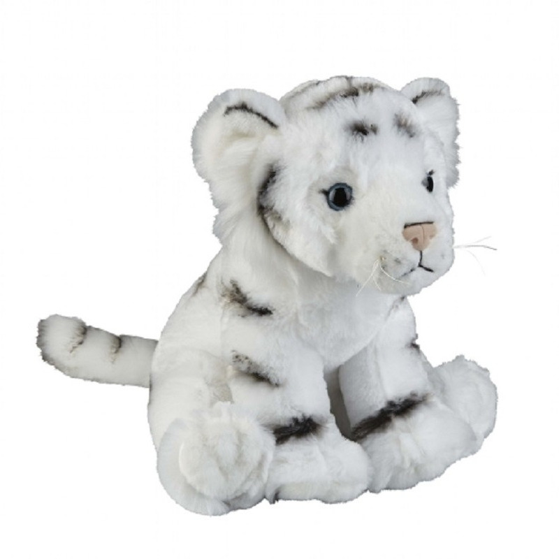 Pluche tijger knuffel - wit - 30 cm - Tijgers - wilde dieren knuffels -