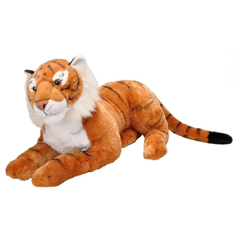 Wild Republic pluche grote tijger knuffel - 76 cm - Dieren knuffels -