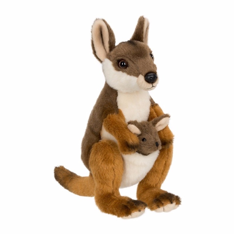 WNF - pluche - kangoeroe - met baby - knuffel - 19 cm -