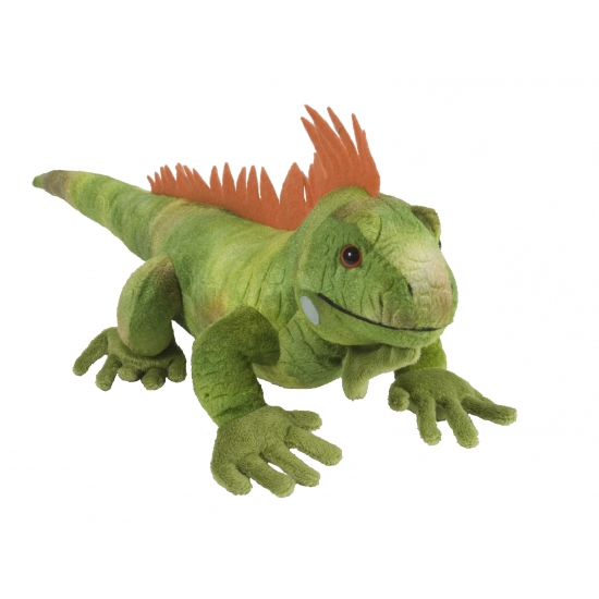 Wild Republic grote Leguaan knuffel - pluche stof - groen - 60 cm -