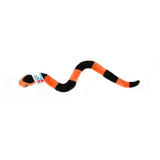 Cornelissen Pluche slang knuffeldier - oranje/zwart - 42 cm - met kraalogen -