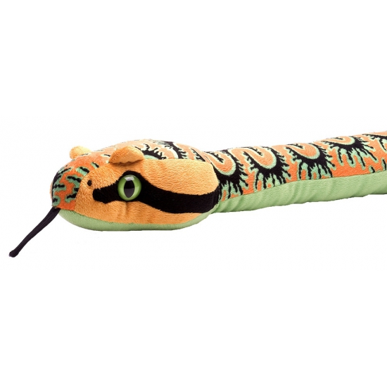 Wild Republic pluche oranje knuffel slang - 137 cm - slangen knuffels -