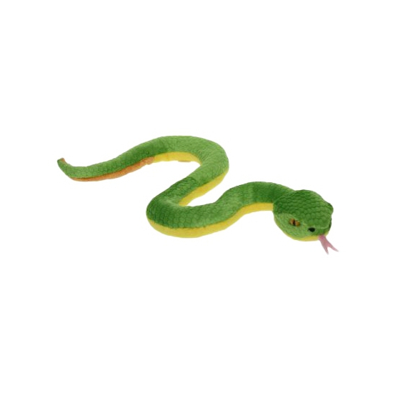 Cornelissen Pluche groefkopadder slang knuffeldier - groen - 42 cm - met kraalogen -