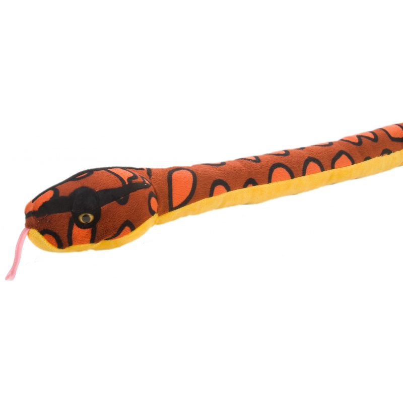 Pluche knuffel slang bruin/geel 137 cm -