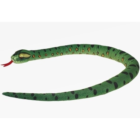 Pluche knuffel slang anaconda - groen - 150 cm - kraalogen - reptielen knuffels -