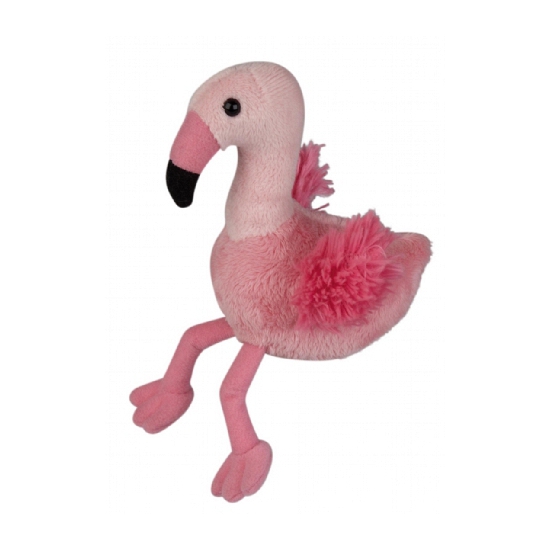 Pluche flamingo knuffel - roze - 15 cm - Kleine vogels knuffelbeesten - dieren -