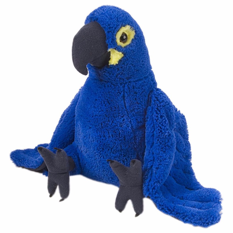Blauw/paarse Macaw papegaai knuffel 30 cm -