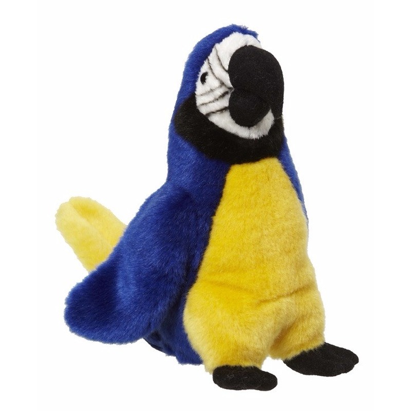 Nature Planet pluche papegaai knuffel - blauw - 26 cm - vogels - dieren -