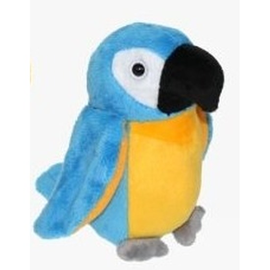 Pluche knuffel papegaai - blauw/gele ara - 24 cm -