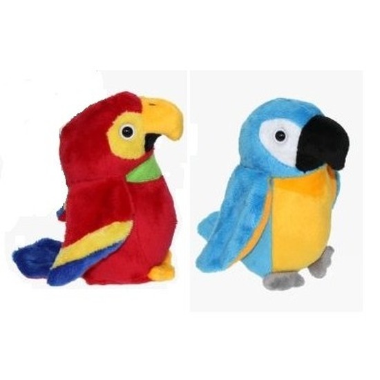 Set van 2 pluche ara papegaai knuffels 15 cm -