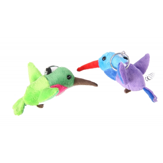 Pluche knuffel kolibrie vogel sleutelhanger - 12 cm - Dieren cadeau knuffeltjes - tashangers -