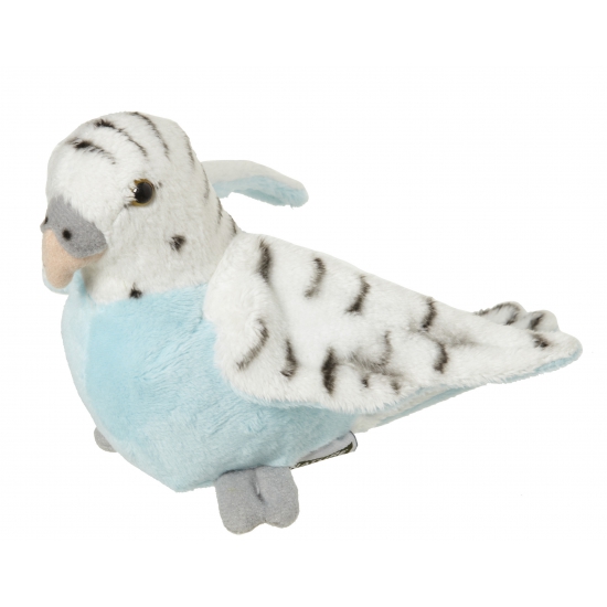 Pluche blauwe grasparkiet knuffel 16 cm -