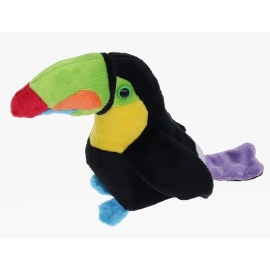 Pluche gekleurde toekan vogel knuffel 15 cm speelgoed -