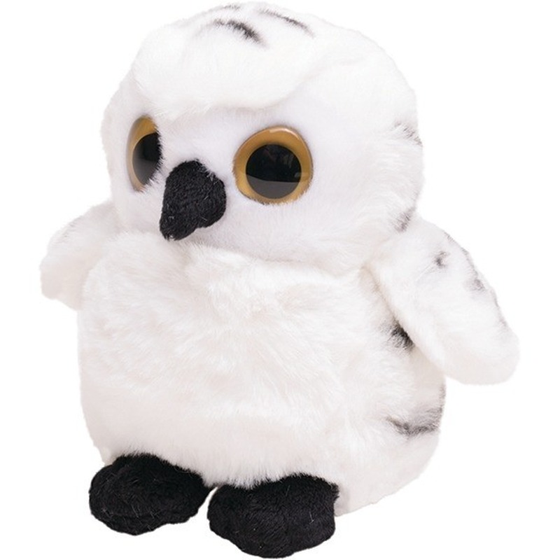 Pluche witte sneeuwuil knuffel vogel 13 cm speelgoed -