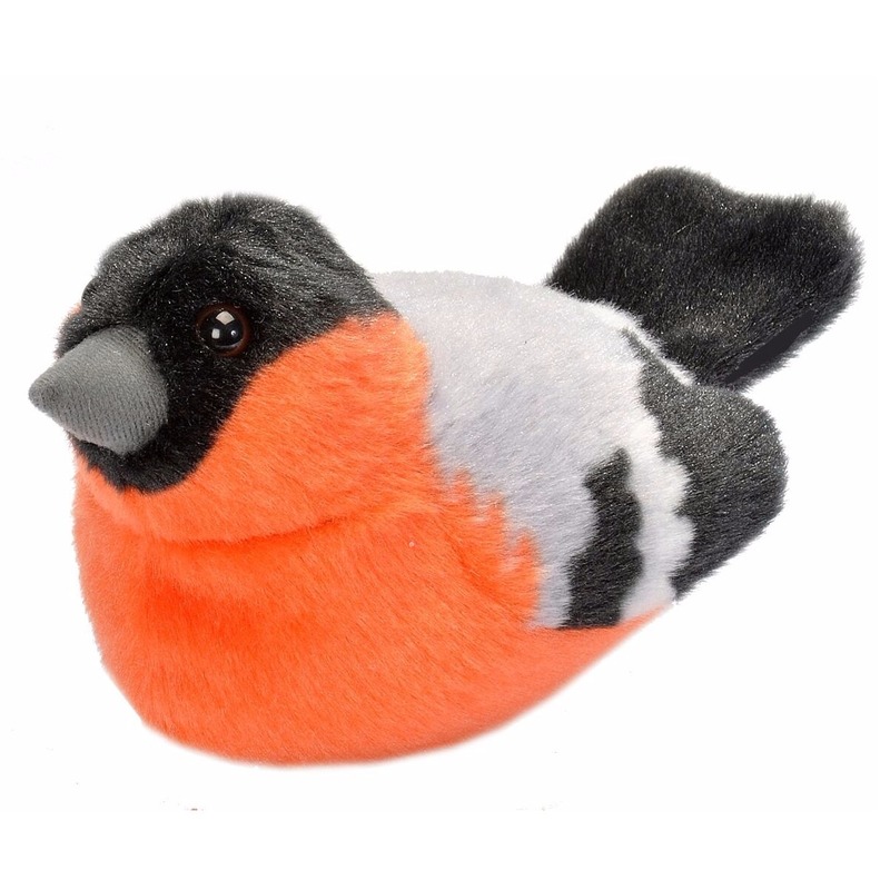 Pluche vogel knuffel - goudvink - 15 cm - knuffeldier -