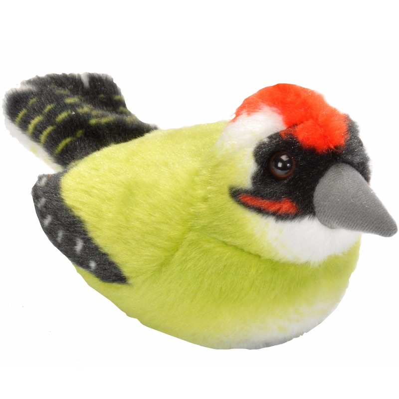 Pluche specht knuffel - groen - 15 cm - vogel knuffeldier -