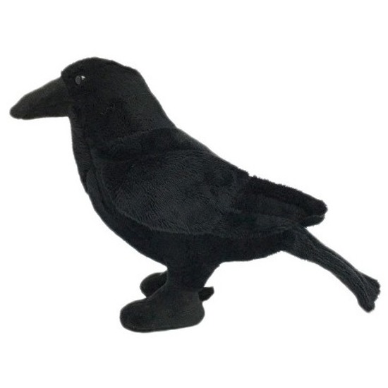 Pluche zwarte kraai/raaf vogel knuffel - 18 cm - Vogels dieren - decoratie/speelgoed -