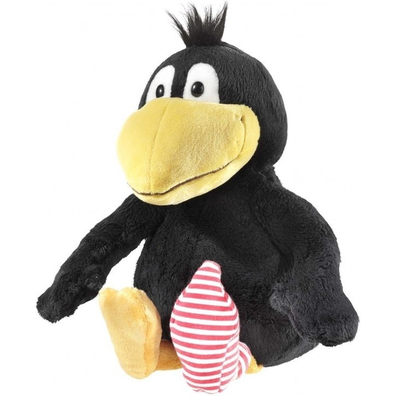 Pluche knuffeldier vogel Kleine Raaf/kraai - zwart - 25 cm -