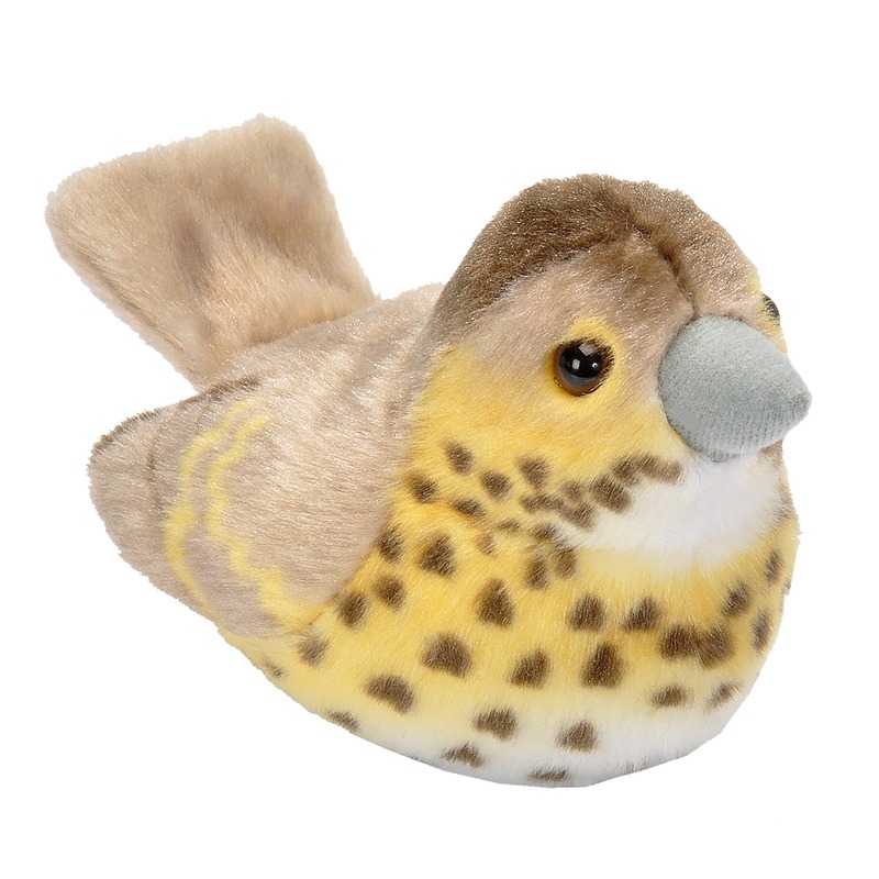 Pluche zanglijster knuffel - 13 cm - vogel knuffels - Speelgoed voor kinderen -