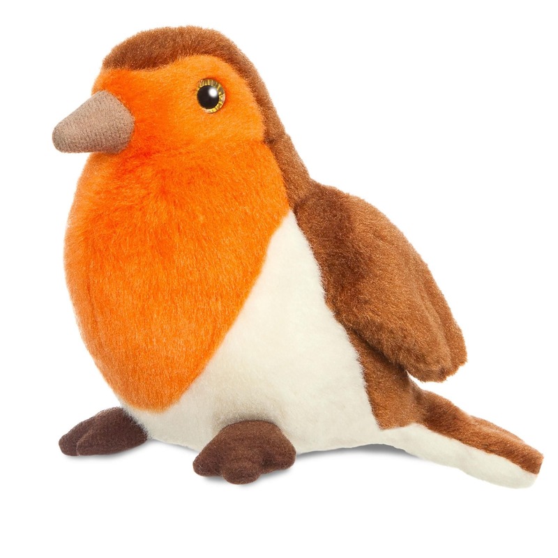 Auroa Pluche roodborstje vogel knuffeldier - vogel - 20 cm - Dieren knuffels - cadeau -