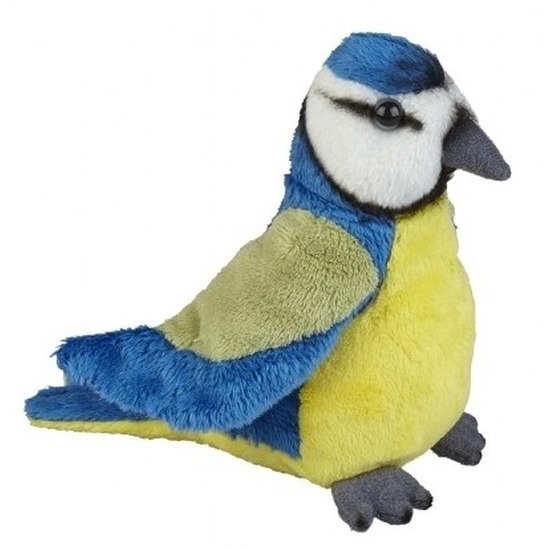 Pluche pimpelmees knuffel - blauw - 15 cm - Vogel knuffels -
