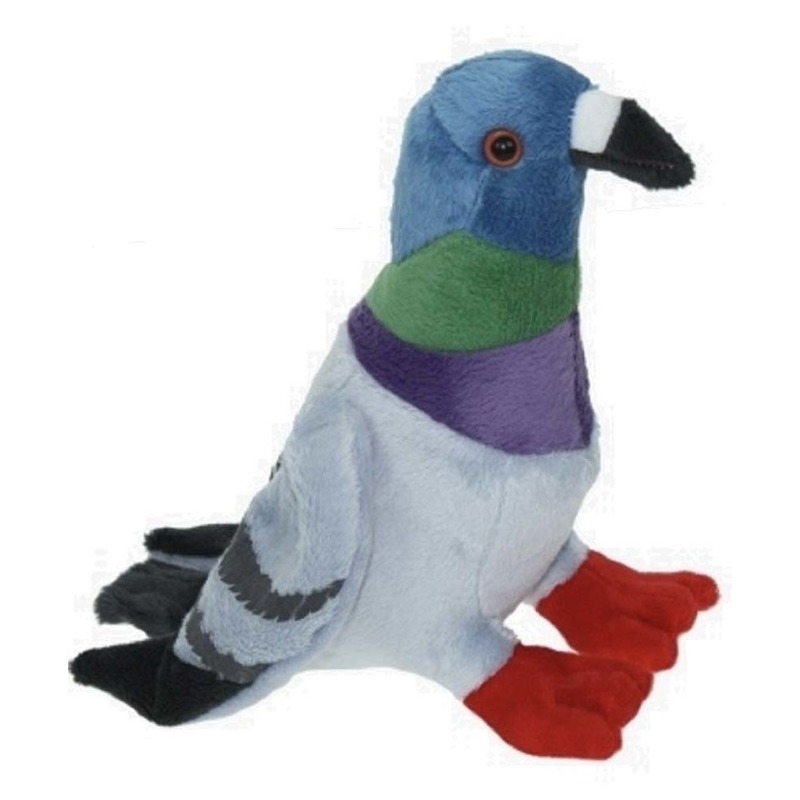 Pluche gekleurde duif/duiven knuffel 19 cm speelgoed -