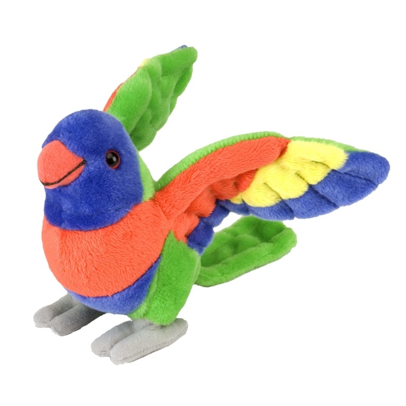 Wild Republic Pluche Lori papegaaien vogel knuffel - 25 x 20 x 10 cm -