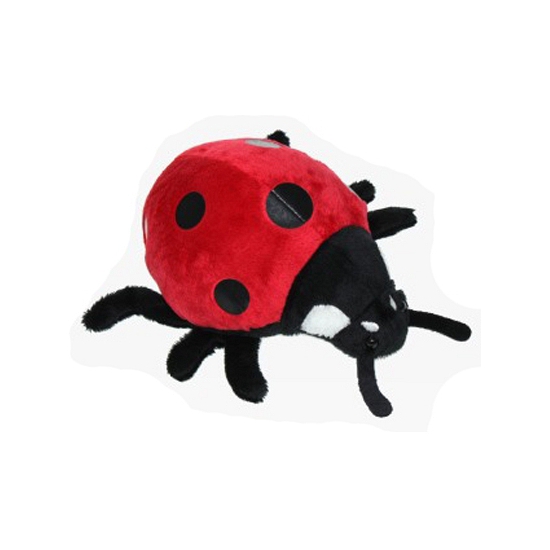 Pluche lieveheersbeestje knuffel - rood/zwart - 15 cm - Insecten dieren knuffels -