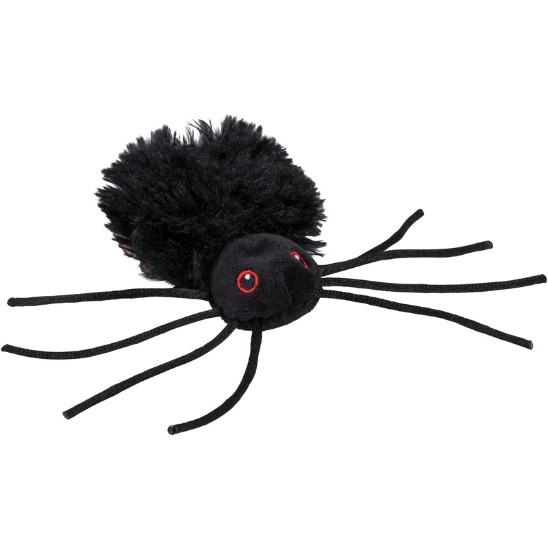 Pluche zwarte spin knuffel - 13 cm - spinnen - decoratie/speelgoed - Halloween -