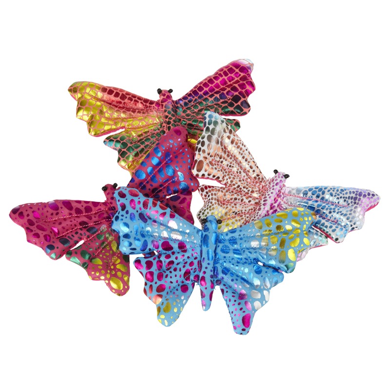 2x Gekleurde vlinder knuffeltjes 12 cm -