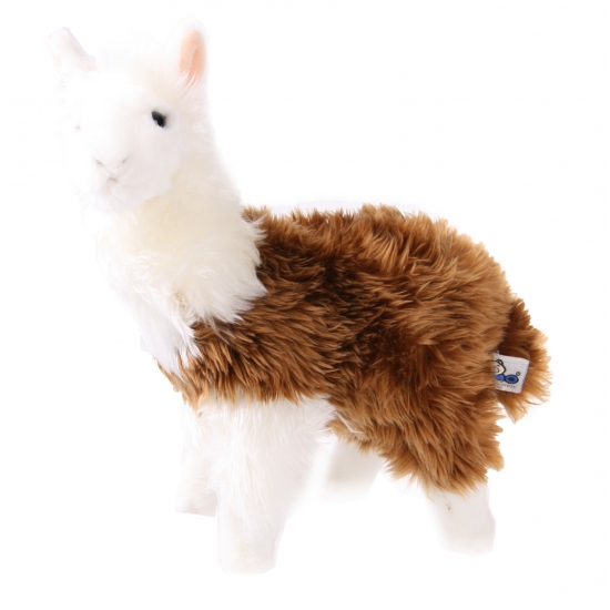 Dierenknuffel - pluche - Lama - 28 cm - knuffeldier - bruin en wit -