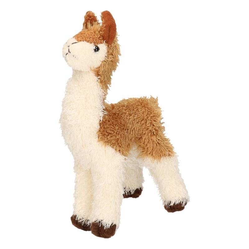 Pluche knuffel lama bruin/wit klein18 cm -