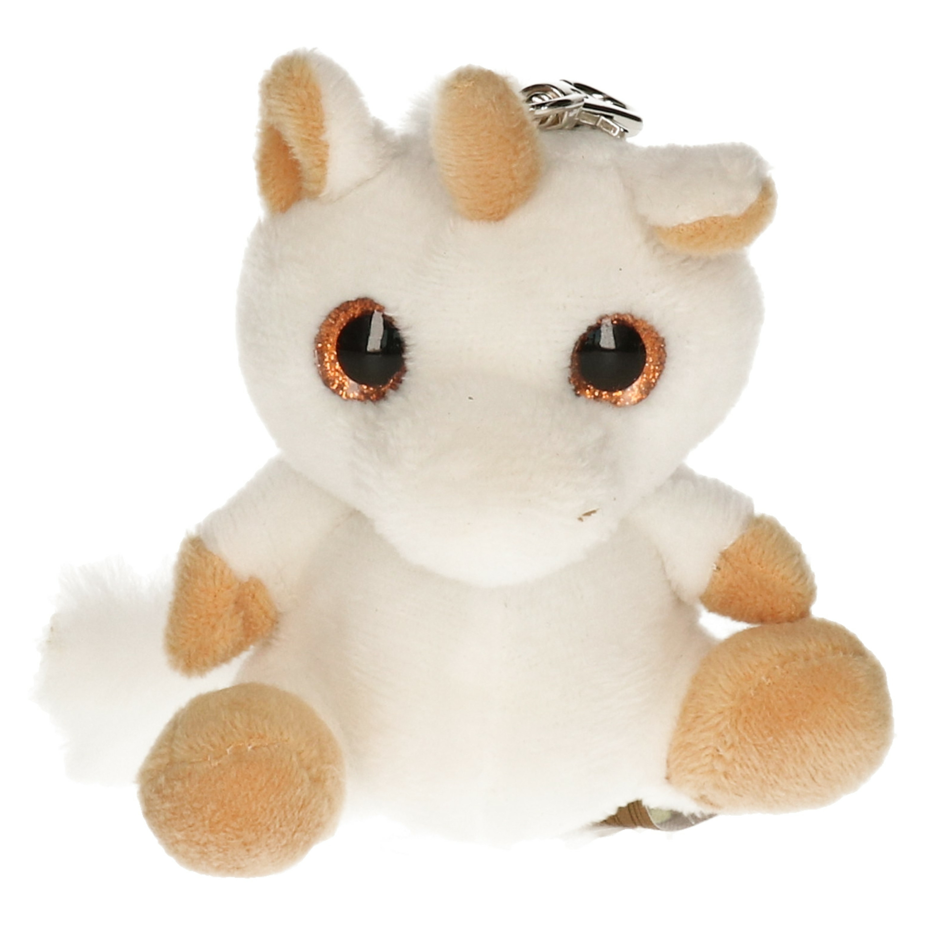 Pluche mini knuffel eenhoorn sleutelhanger 9 cm -