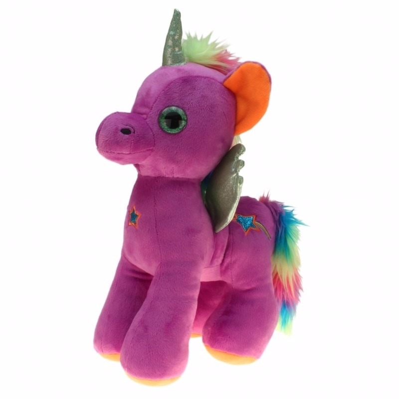 Pluche knuffel eenhoorn paars 35 cm -