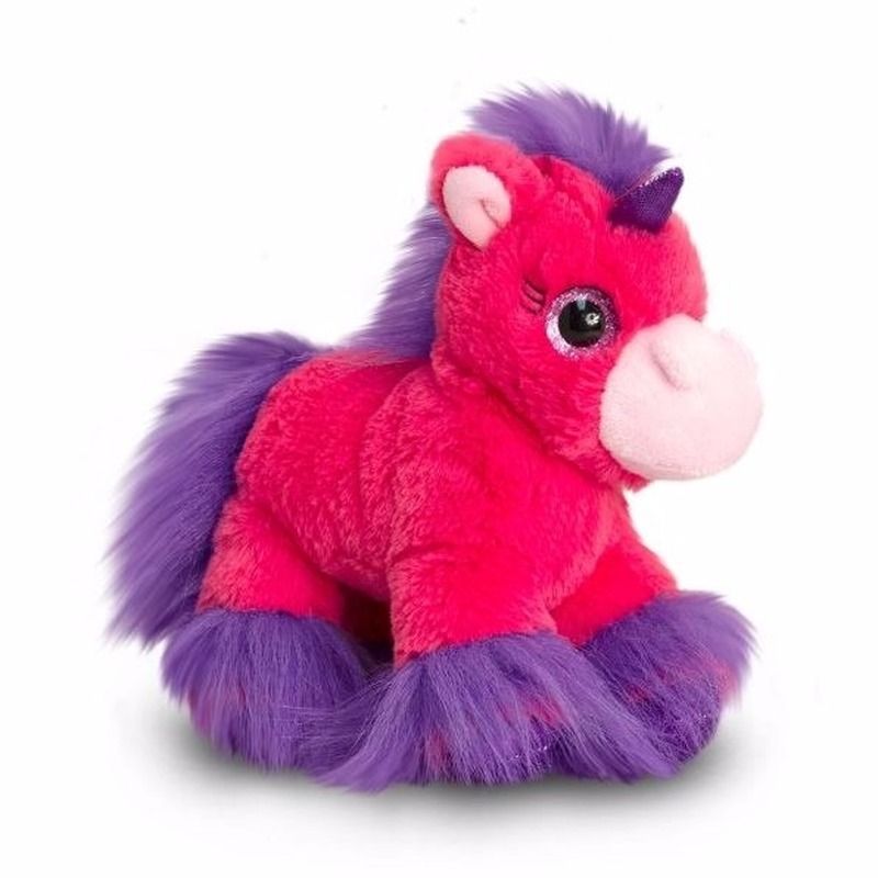 Pluche eenhoorn knuffel fuchsia roze 18 cm -