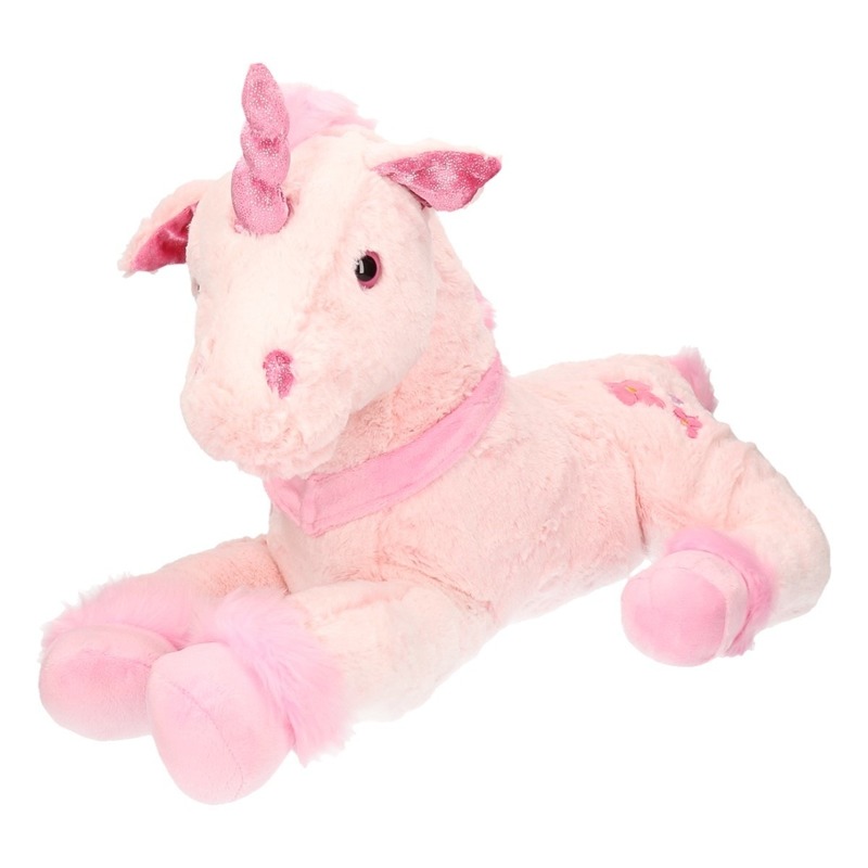 Pluche eenhoorn knuffel - lichtroze - 62 cm - grote unicorn - Cadeau -