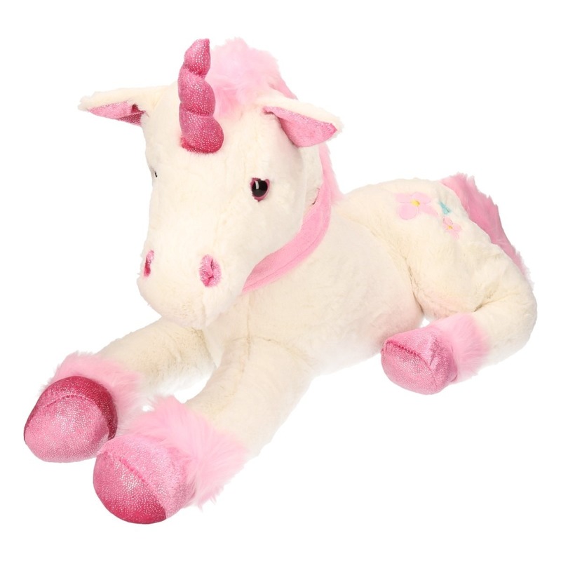 Pluche grote witte eenhoorn knuffel 62 cm -