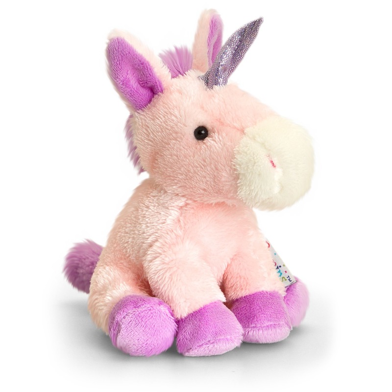 Keel Toys pluche eenhoorn knuffel - roze/wit - 14 cm - mystieke dieren -