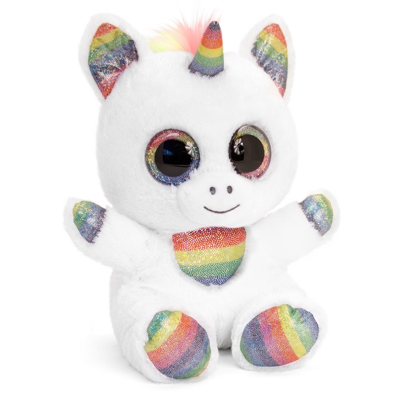 Keel Toys witte pluche Eenhoorn knuffel 25 cm met kraalogen -