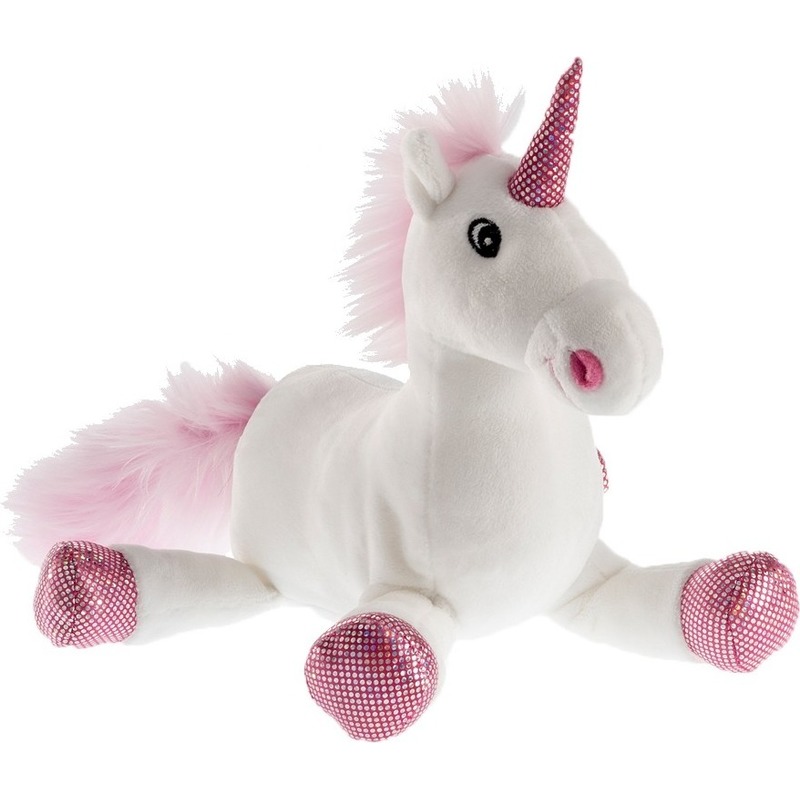 Pluche witte/roze eenhoorn knuffel 38 cm speelgoed -