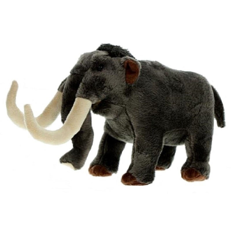 Pluche grijze mammoet knuffel 33 cm speelgoed -